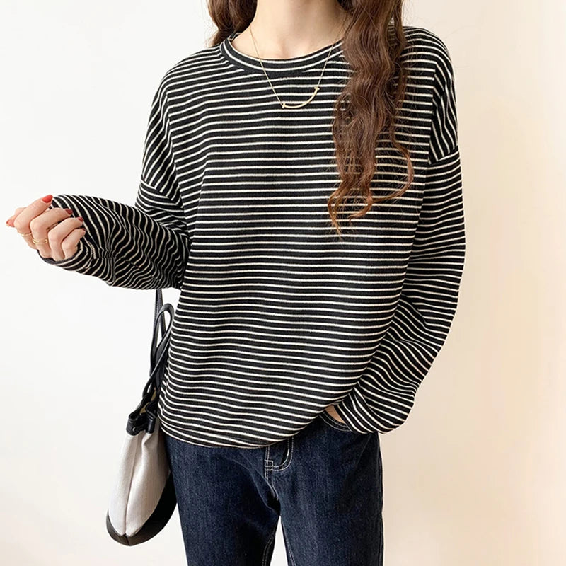 Natalia Cotton Striped Long Sleeve