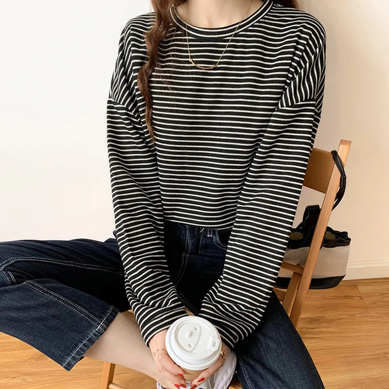 Natalia Cotton Striped Long Sleeve