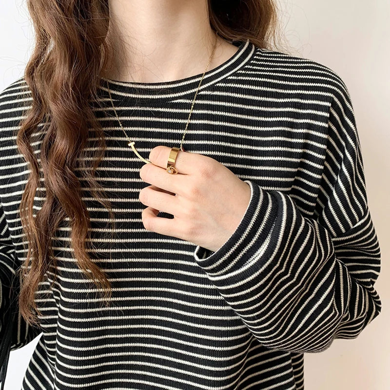 Natalia Cotton Striped Long Sleeve