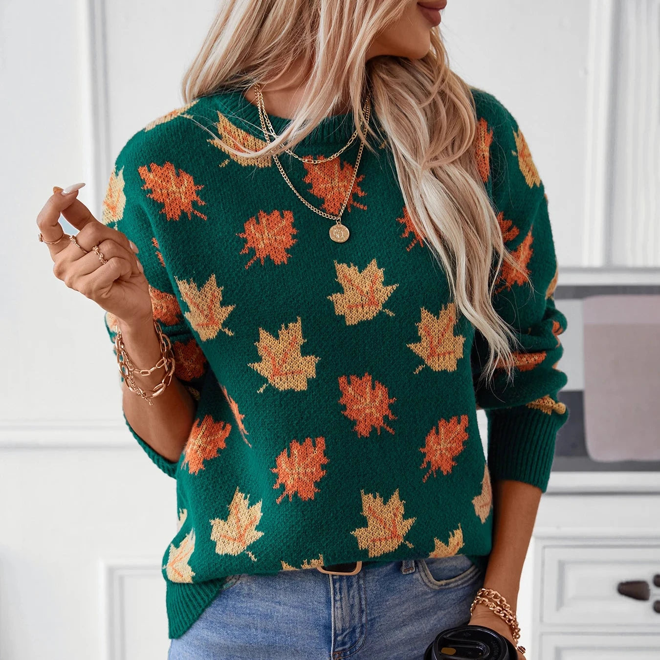 Lucy Maple Leaf Knit Sweater